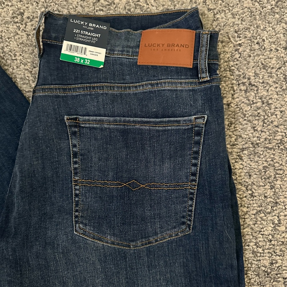 Lucky Brand Men's Dark Blue Straight Jeans 38x32